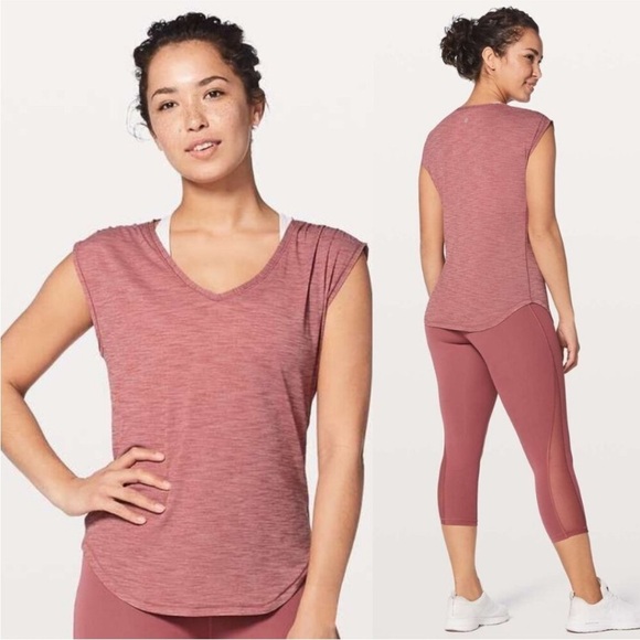 lululemon athletica Tops - Lululemon Sweat Times Short Sleeve Top Shoulder Detail size 4